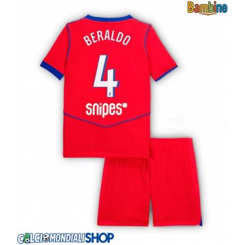 Maglie da calcio Paris Saint-Germain Lucas Beraldo #4 Terza Maglia Bambino 2025-26 Manica Corta + Pantaloni corti)